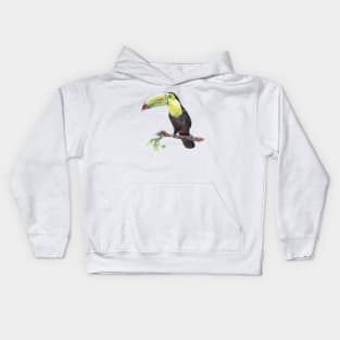 Watercolor Toucan Bird Kids Hoodie